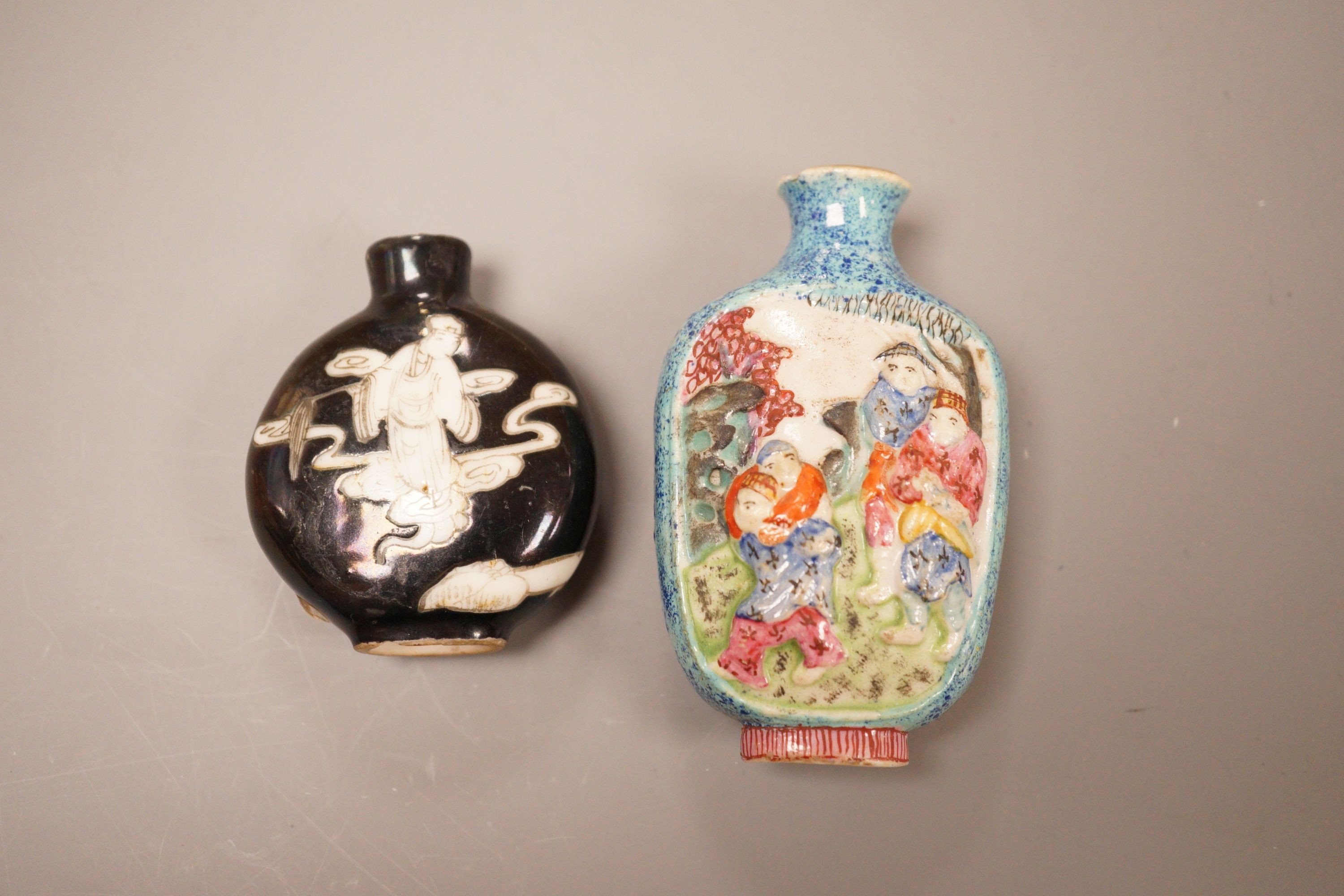 Two 19th century Chinese porcelain snuff bottles
